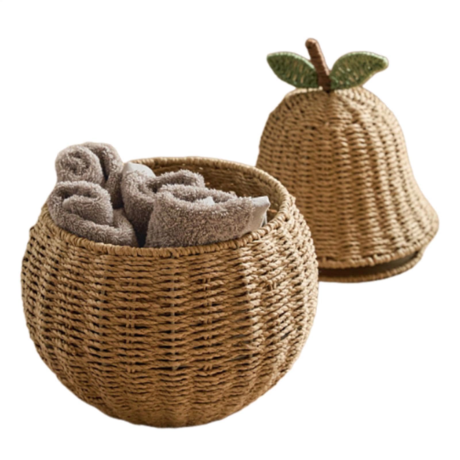 Cestas Tejidas Para Almacenamiento Cuerda de papel natural con tapa | Organizador Tejido a Mano Para Mesas Centro, Estanterías, Alféizares, Salón, Despensa, Dormitorio Y Oficina