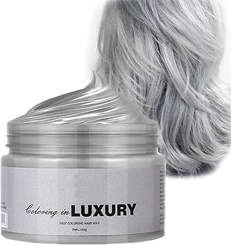 Temporary Silver Gray Hair Color Wax - Washable Instant Hairstyle Cream Dye - Disposable Hairstyle Dye Mud for Women & Men - Hair Coloring Products,Grey Natural Styling for Party & Cosplay