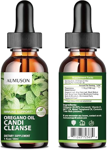 Miniatura 8 de Candi Cleanse Detox para mujeres y hombres  Gotas de aceite de orégano orgánico, nogal negro, ajenjo, hoja de aloe vera, hongo Reishi Candi Kit de