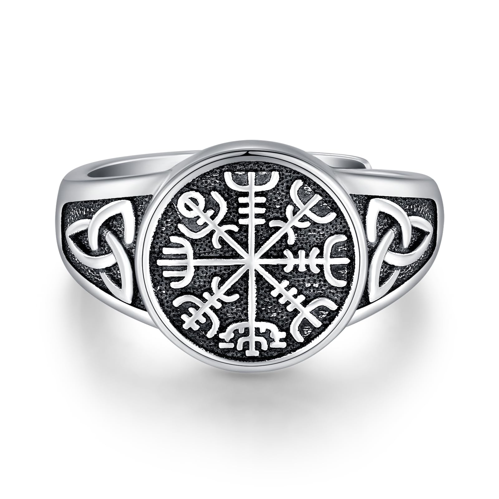 CHENGHONGViking Ring Men's Silver 925 Adjustable Rings Celtic Viking Jewellery Rune Amulet Jewellery Birthday Gifts for Men