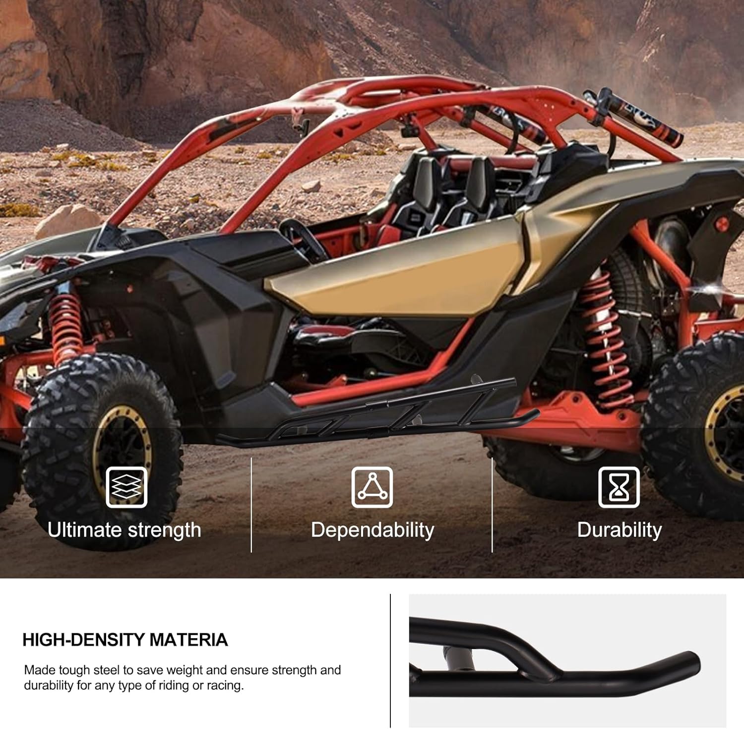 KIWI MASTER Nerf Bars Rock Sliders for 2017-2026 Can-Am Maverick X3 Accessories Steel Side Step Tree Kickers