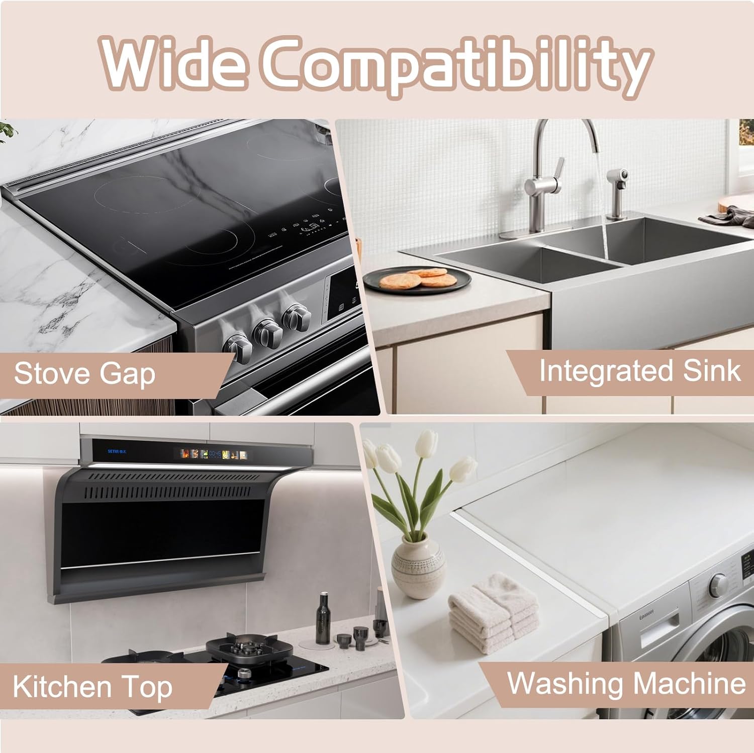 Stainless Steel Stove Gap Covers, Stove Gap Filler, Oven Gap Filler, Range Trim Kit in Kitchen, JessWednes 2 PCS Extendable Guard 13.8" to 27.5", Width 0.79", Heat Resistant and Easy to Clean (WHITE)