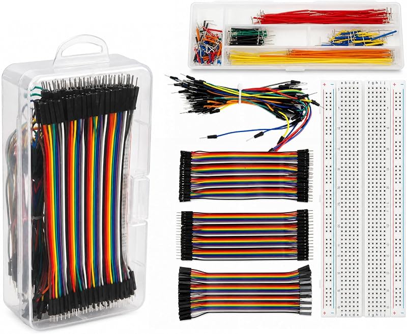 830-Point Solderless Breadboard Electronics Starter Kit Includes 140 Jumper Wires, 65 Flexible Breadboard Cables, and 120-Piece Dupont Wire Set (M-M, M-F, F-F) for Arduino Prototyping