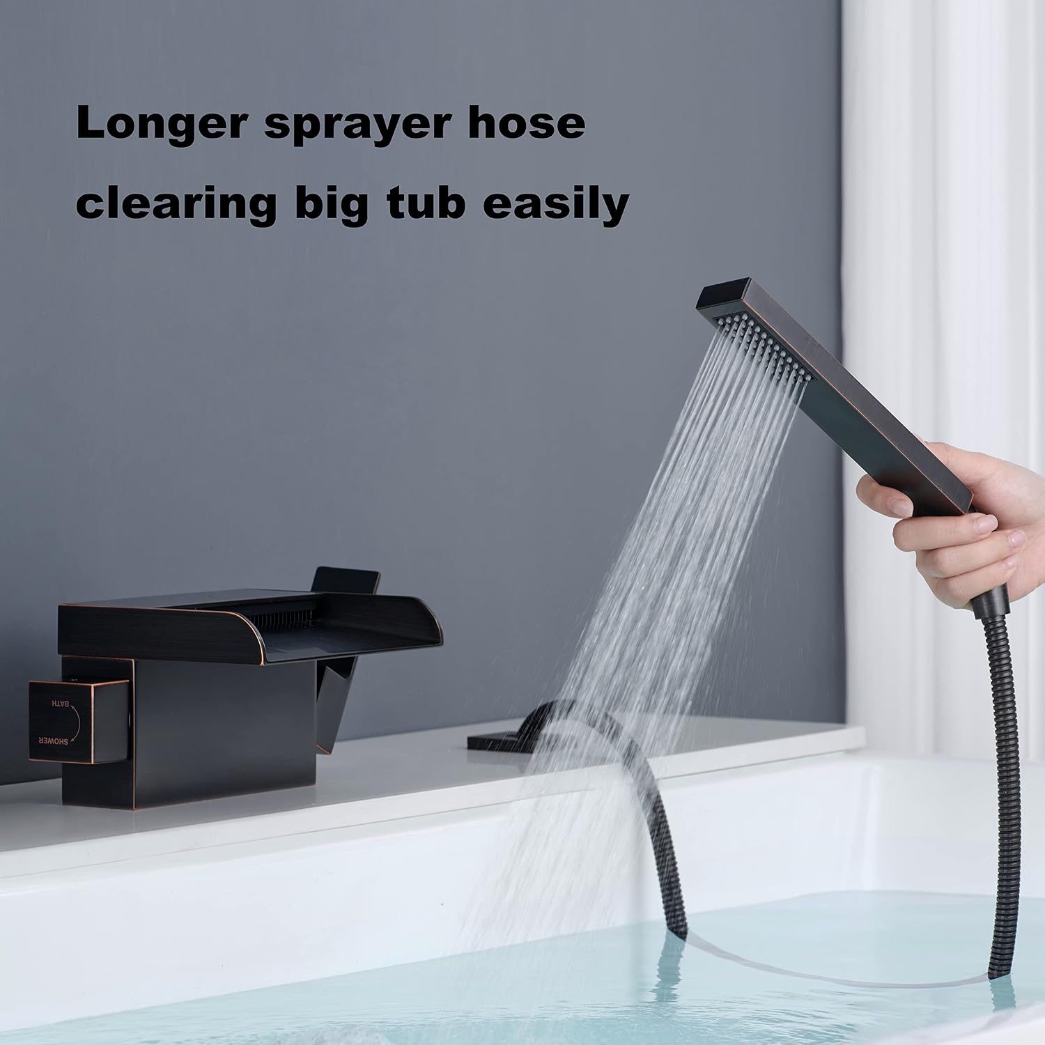 Oil Rubbed Bronze Freestanding Tub Faucets Bathtub Fillers Floor Mounted Mount Faucet Filler for Tubs Bathtubs LLGG High Flow 11.9GPM Bathroom with Handheld Shower RIGOBAL