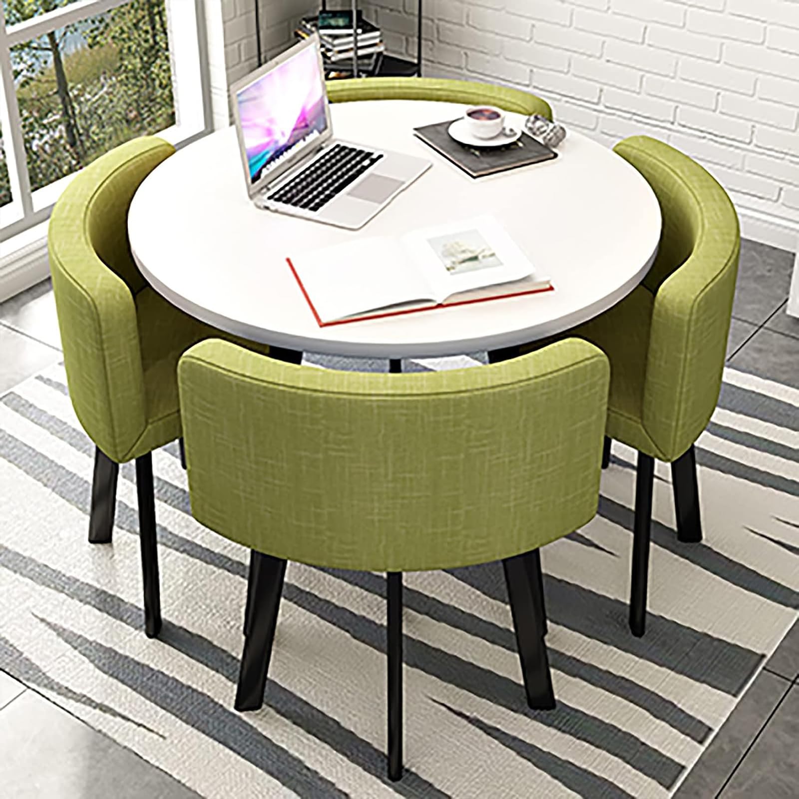 ASerZenith Modern Round Dining Table Set With Chairs Space Saving Design Ideal For Dining Room Living Room Reception Room Conference Table Lounge Stylish And Functional Furniture For Any Space,93