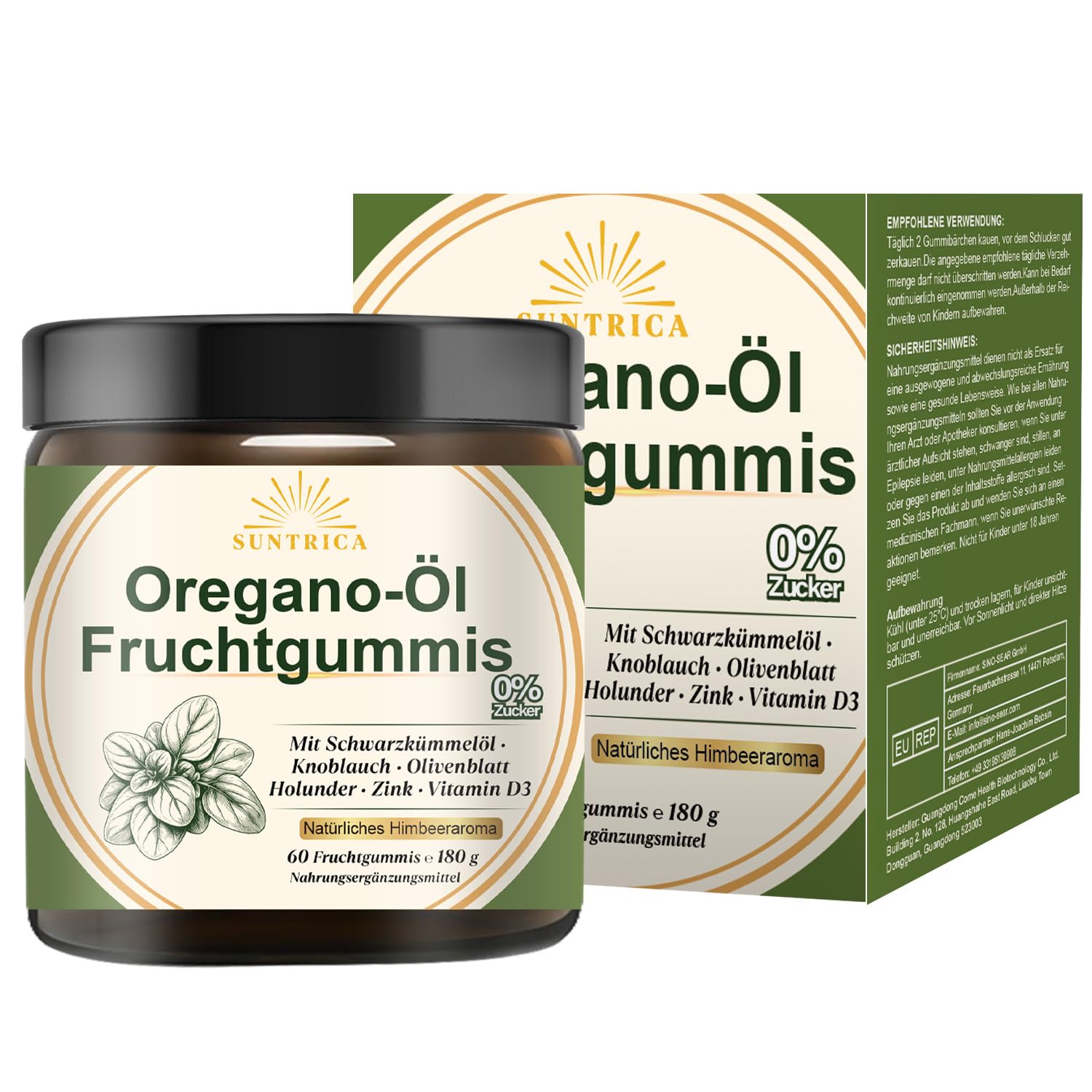 Oregano Öl Fruchtgummis mit Carvacro, Hochdosiert Oregano Öl, mit Schwarzkümmelöl, Knoblauch & Zink – 0% Zucker, scharfer & intensiver Kräutergeschmack, Unterstützt Immunsystem – 60 Stück