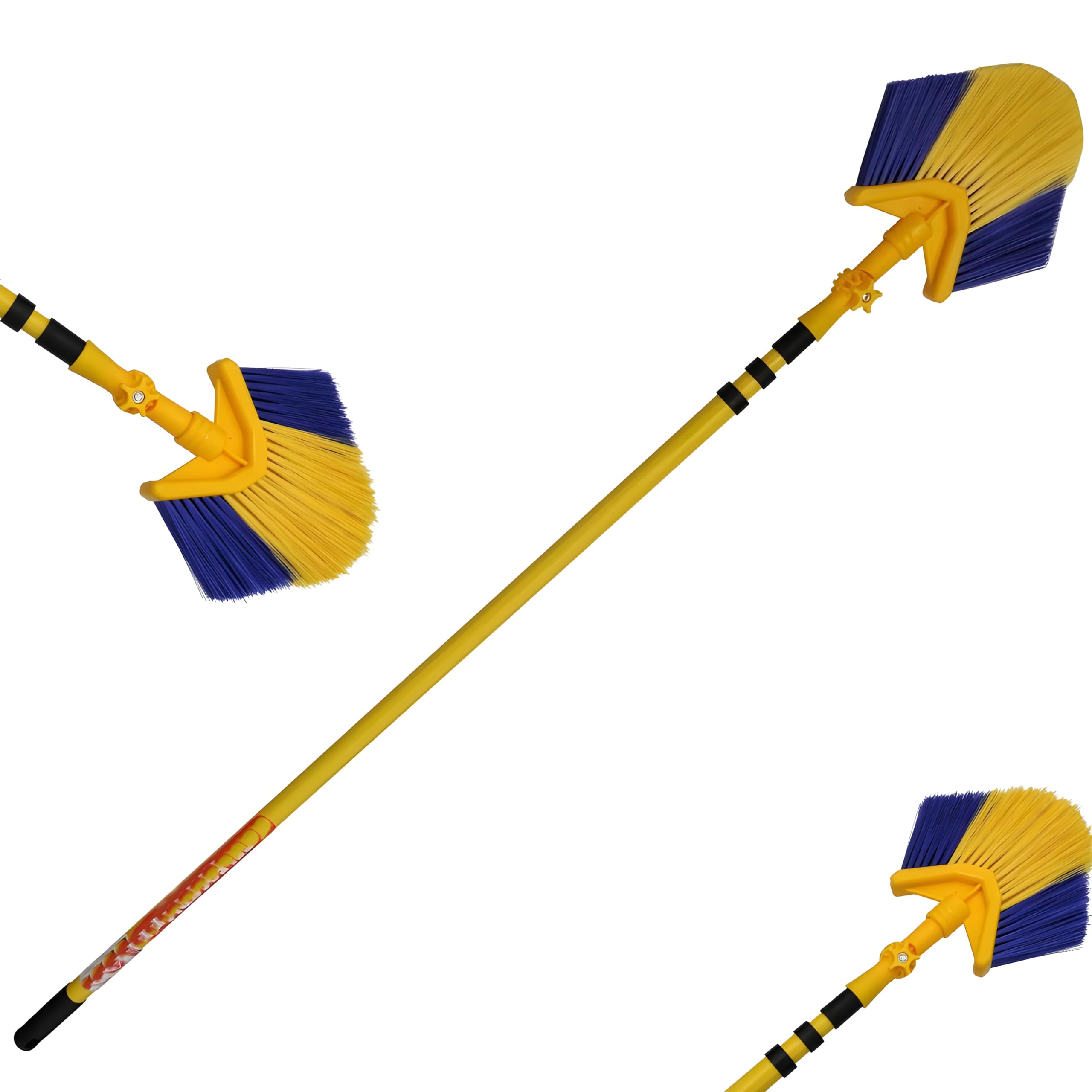 Retaaj Yellow 3M Angled Head Cobweb Brush With Extending Telescopic Long Handle Feather Duster For Ceiling Indoor Corner Cleaning Swivelling 180 Degree