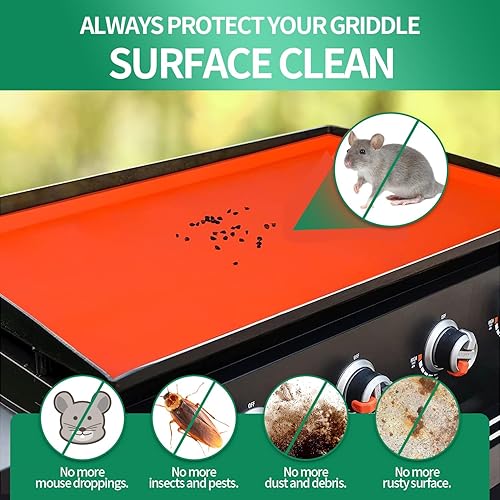 Miniatura 3 de Alfombrilla de silicona para parrilla Blackstone, accesorios de cubierta de parrilla Blackstone de 22 pulgadas, protege la plancha del óxido, la