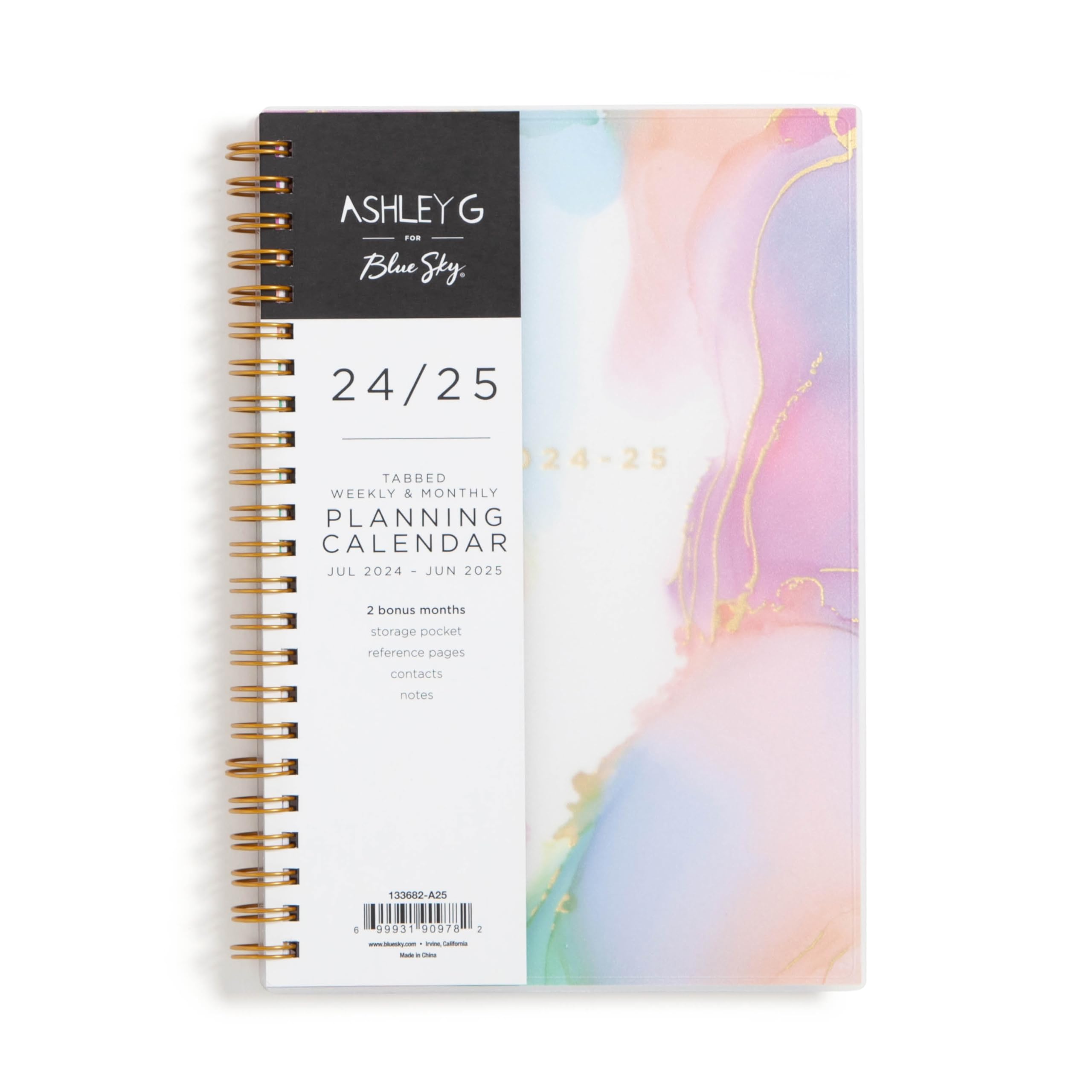 Blue Sky Ashley G for 2024-2025 Schüler-Wochen- und Monatsplaner, 12,7 x 20,3 cm, flexibler Einband, Spiralbindung, mehrfarbig (133682-A25)