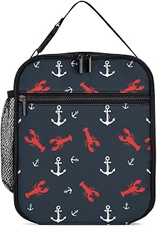 Red Lobster Anchor Lunch Box Lunchbox Insulated Lunch Bag Thermal Reusable Work Small Cooler for Men Women Office