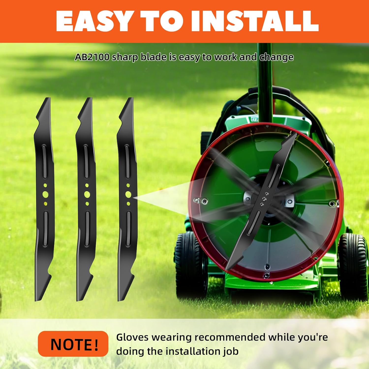 Upgrade 21 Inch AB2100 Lawn Mower Blade (3 Pack),Replace for 3705938001,Compatible with geo Power+ 56V Models LM2100 LM2101 LM2100SP LM2102SP