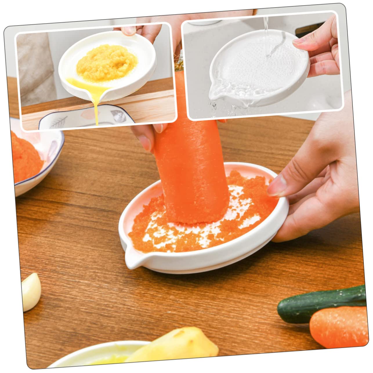 PRETYZOOM Grinding Tool for Garlic Ginger and Vegetables Easy to Clean Masher Plate for Home Kitchen Use for Crushing and Mashing Spices