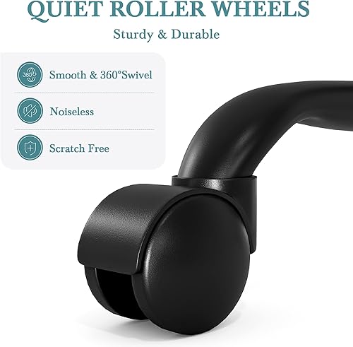 Miniatura 6 de HOOMIC Taburete giratorio para salón de belleza, taburete de dibujo, taburete de spa de masaje con cuero sintético acolchado en negro..