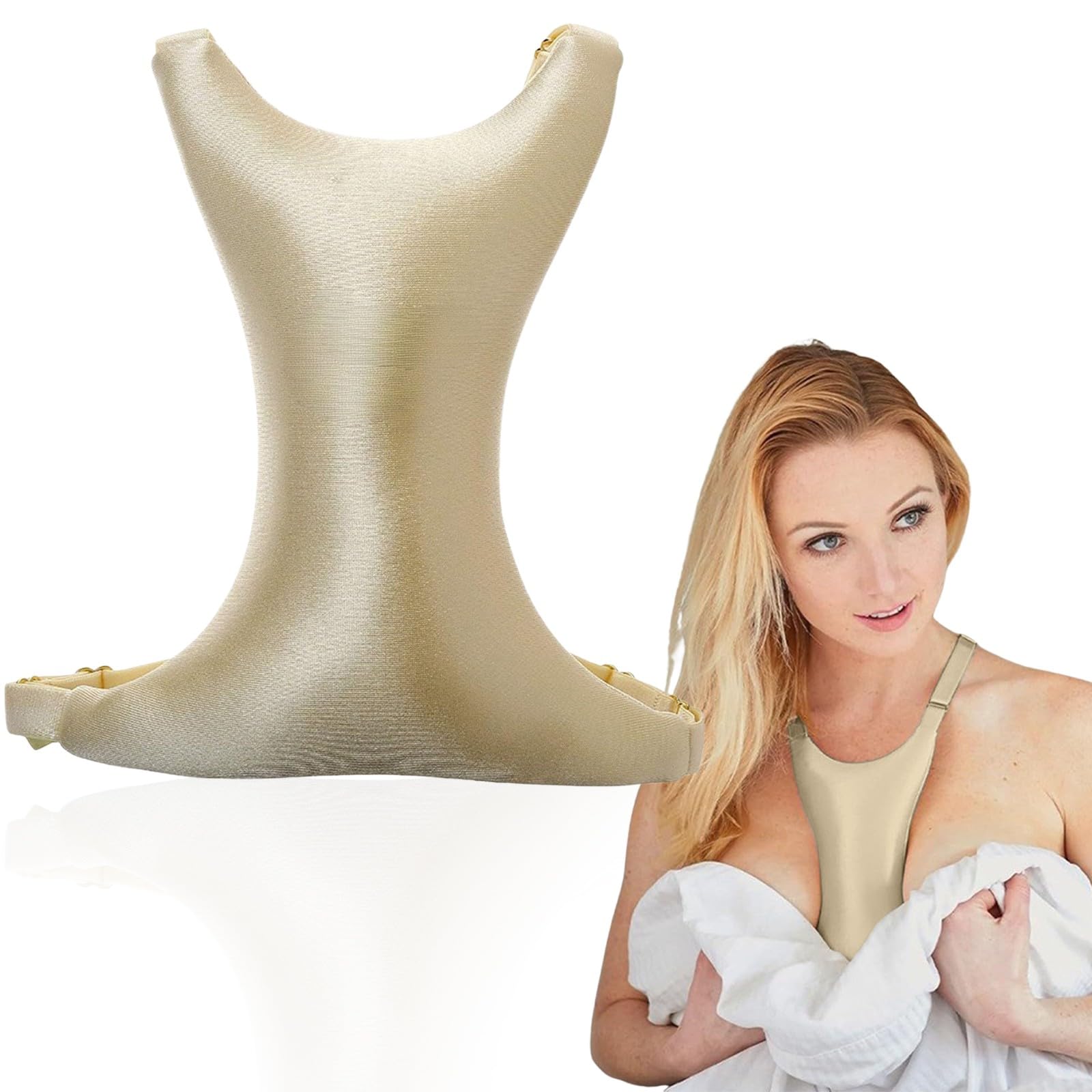 Breast Support Pillow, Ergonomic Butterfly Breast Pillow, Soft Side Sleeping Ergonomic Cushions, for Prevention And Mark Reduction During Sleep Or Postpartum Recovery (Gold, One Size)