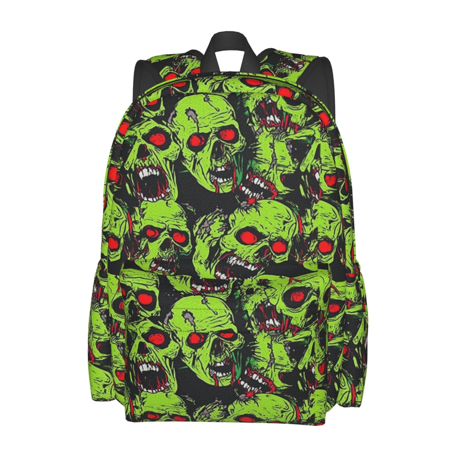 Guiteinyi Green Skull Kids Backpack Large Capacity Teenager School Bag Casual Backpacks For Children Boys Girls
