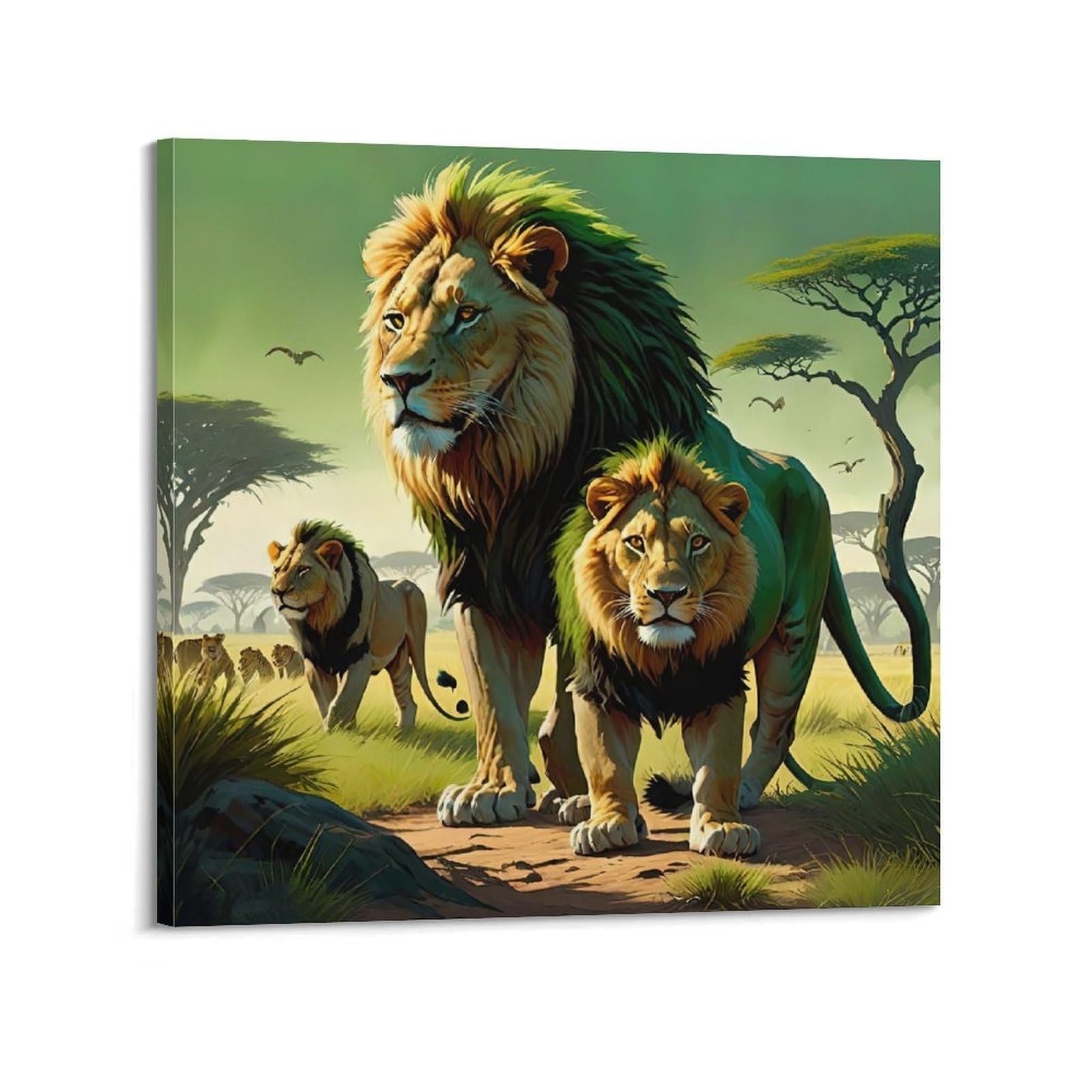 WZKTCL Animal Poster Pride of The Savannah Poster Decorative Painting Canvas Wall Posters And Art Picture Print Modern Family Bedroom Decor Posters 16x16inch(40x40cm)