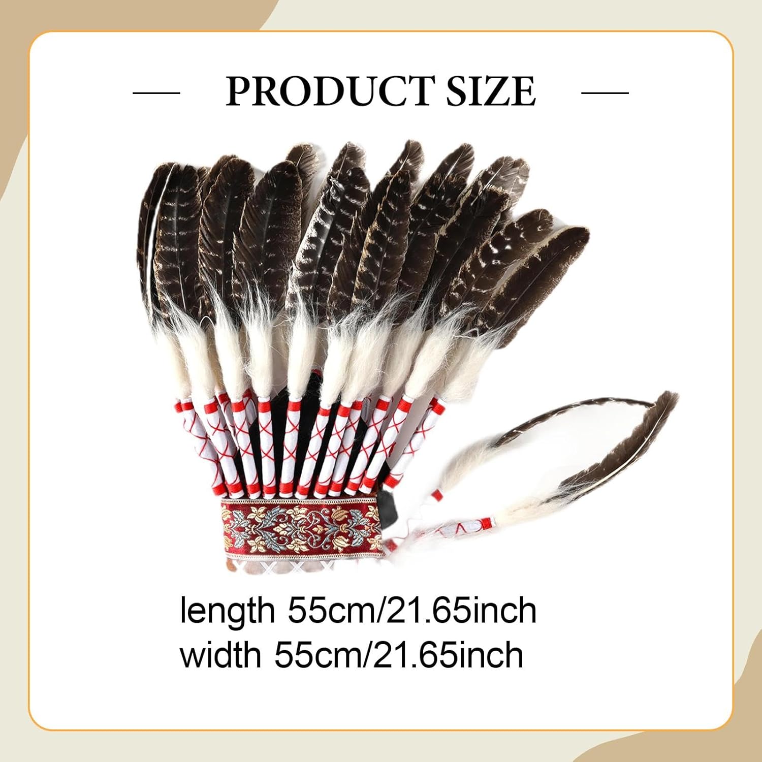 American Chief Indian Native Headpiece Decorative Feather Headdress for Festival