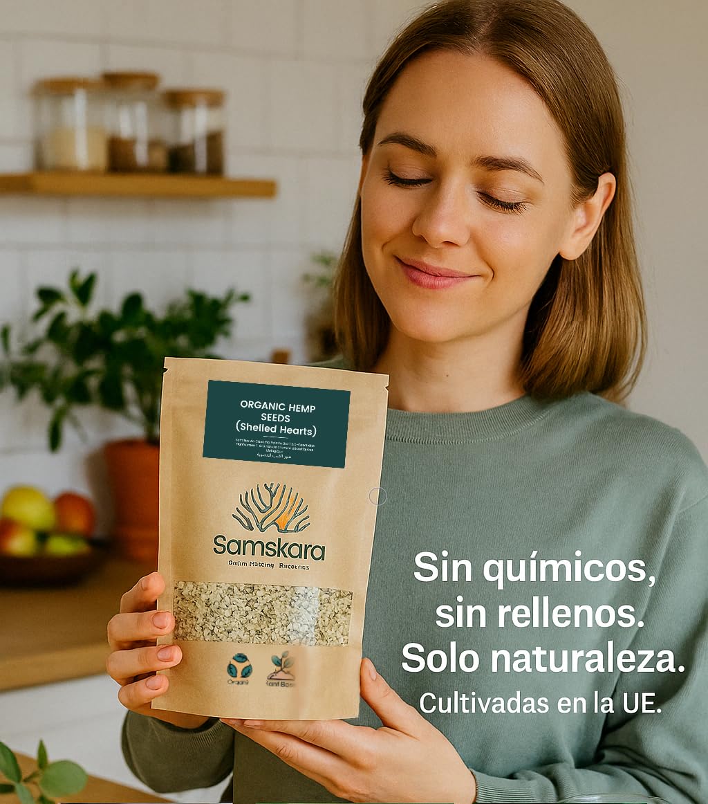 Semillas de Cáñamo Peladas BIO Samskara | Cáñamo Semillas Origen UE | Fuente de Omega 3 y 6, Proteína Equilibrada | Keto | Hemp Seeds para Batidos, Bowls, Toppings y Snack Saludable - 5kg