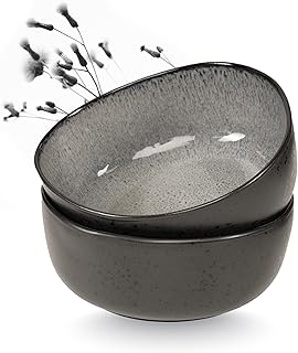 Moritz & Moritz ORGANIC Servierschalen Set Grau - 2x Große Schalen aus hochwertigem Steinzeug, Modern & Zeitlos, Mikrowellen- & Spülmaschinengeeignet - Perfekt für Salate, Pasta, Snacks & mehr