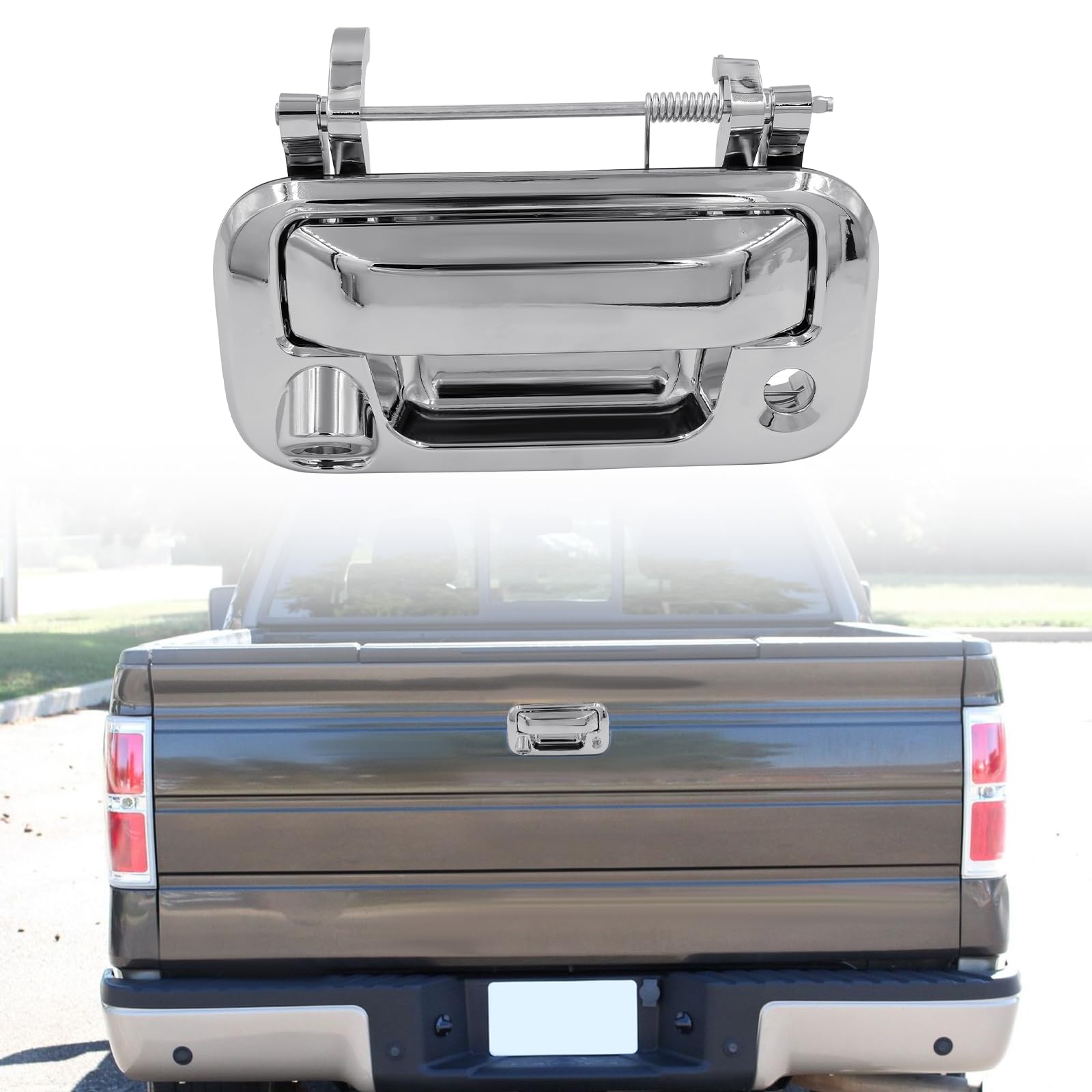 JDMON Chrome Tailgate Door Handle W/Rear Camera Hole Replacement for Ford F150 Lobo 2004-2014, F250 F350 F450 F550 Super Duty 2008-2016 Exterior Rear