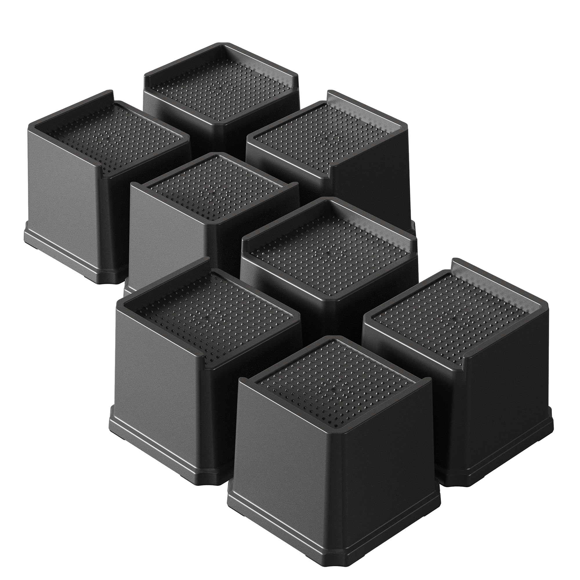 Bed Risers 4 Inch Heavy Duty 8 Pack L-Shaped Bed Furniture Elevators 1,500 lbs Oversized Lifts Up Riser for Sofa and Table