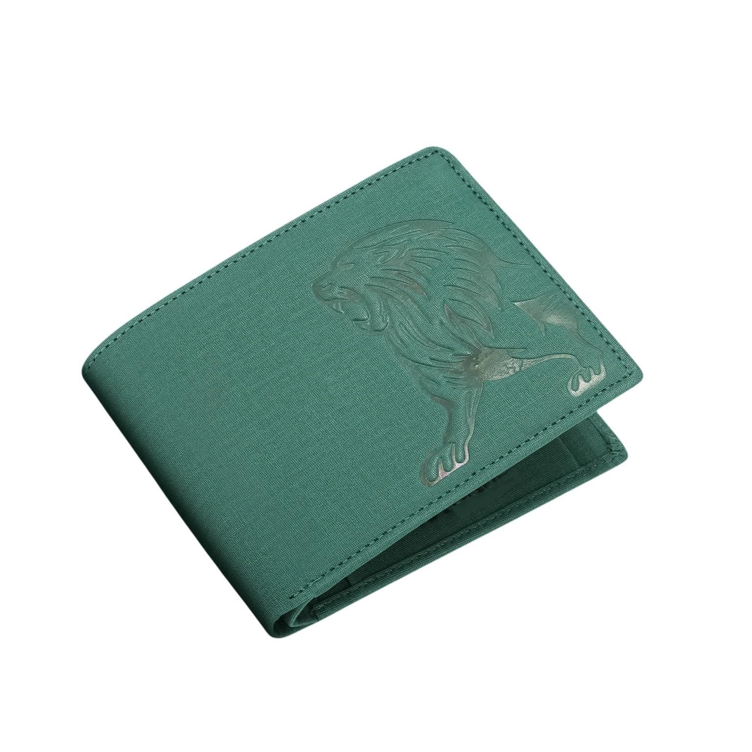 Lion Printed Wallet for Men Two Fold Wallet (Green)-image-1