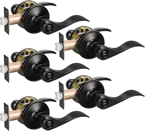 Vista 59 de KNOBWELL Paquete de 2 pomos de puerta de bronce, palancas interiores para dormitorio, baño, cepillo frotado sin llave, manija de puerta de Bronce