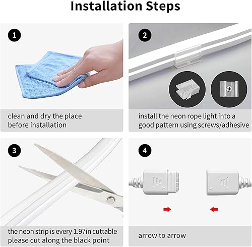 Miniatura 8 de Tira de luces LED blancas (20 pies (NEON))