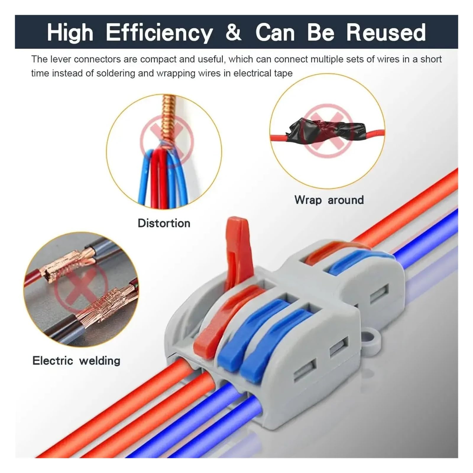Kit de empalme bloque terminales conector cable a presión | Juego De Conector De Cable Y Bloque De Terminales De Inserción Rápida, Diseño De Empalme(SPL-3(PCT-223) Color,50 PCS)