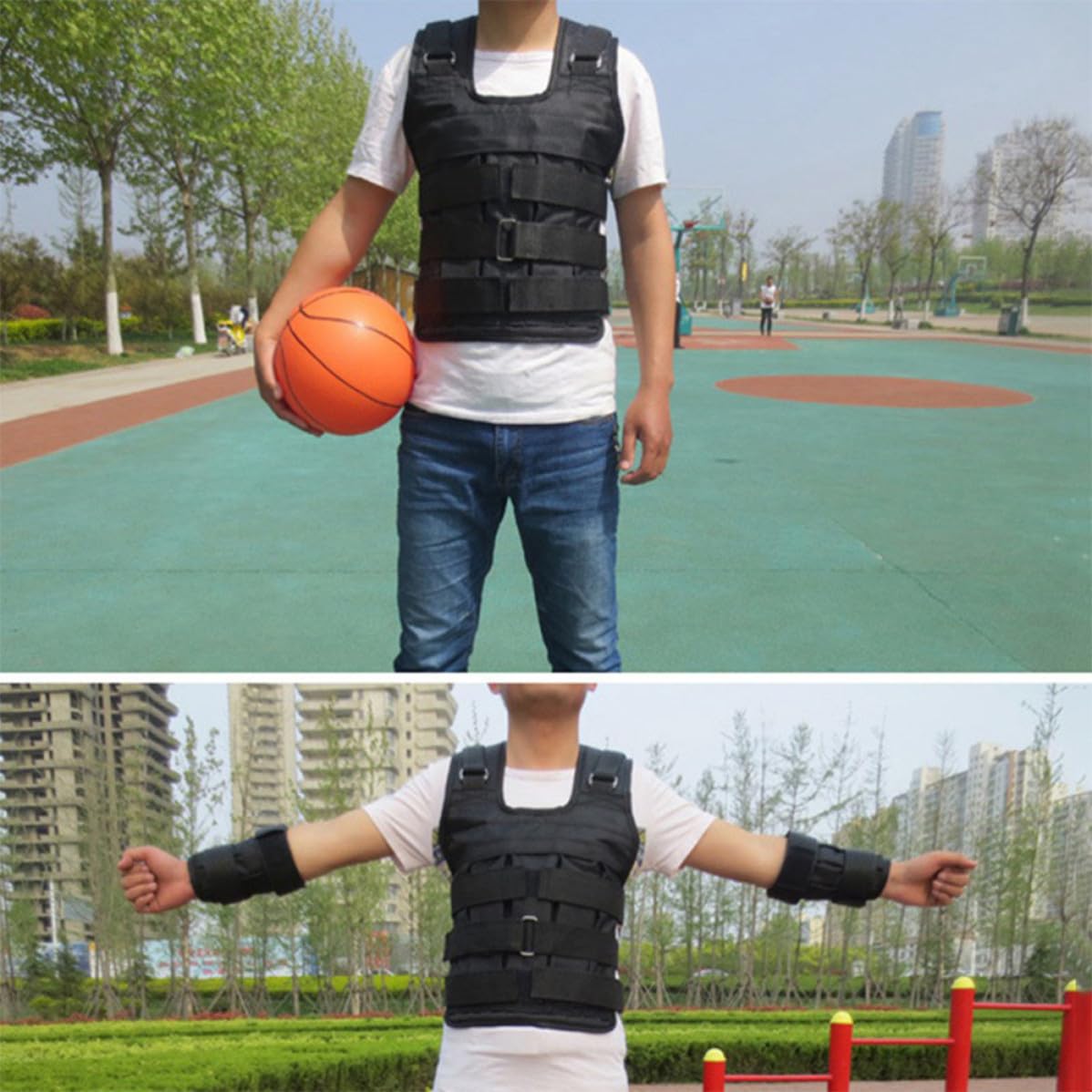Gilet da Allenamento Pesi Nero Regolabile per Jogging