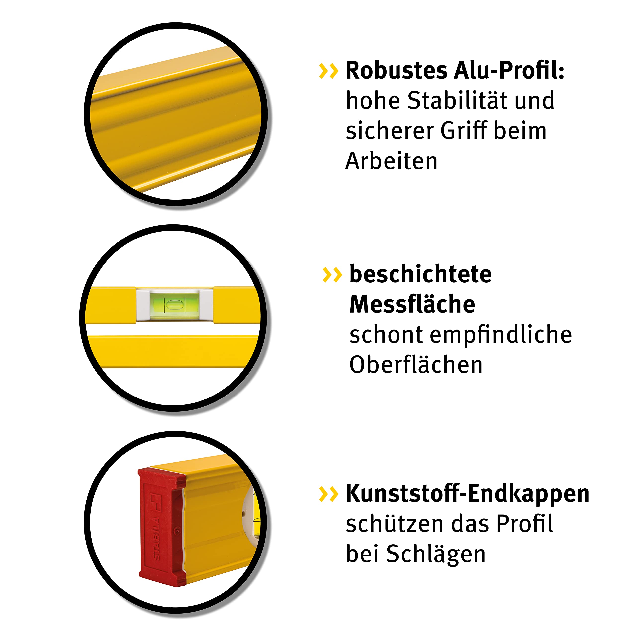 STABILA PRO SET 80 AS, 4-teiliges Wasserwaagen-Set: 120 cm / 60 cm / 30 cm/Tasche, verstärktes Alu-Profil, integrierte Rutsch-Stopper, Made in Germany, Gelb