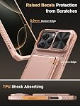 Vihibii for iPhone 16 Pro Max Case Wallet with Card Holder (4 Cards) [RFID Blocking] & Slide Camera Cover, Military Grade Drop Protection, Rugged Back & Silicone Edge, 6.9", Rose Gold