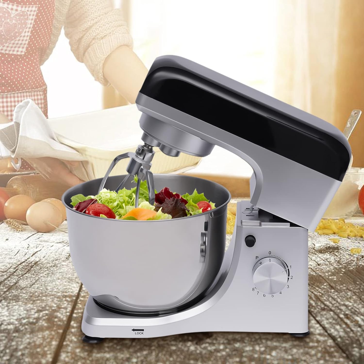 1000W Electric Stand Mixer 4.8Qt Bread Dough Food Mixer 8