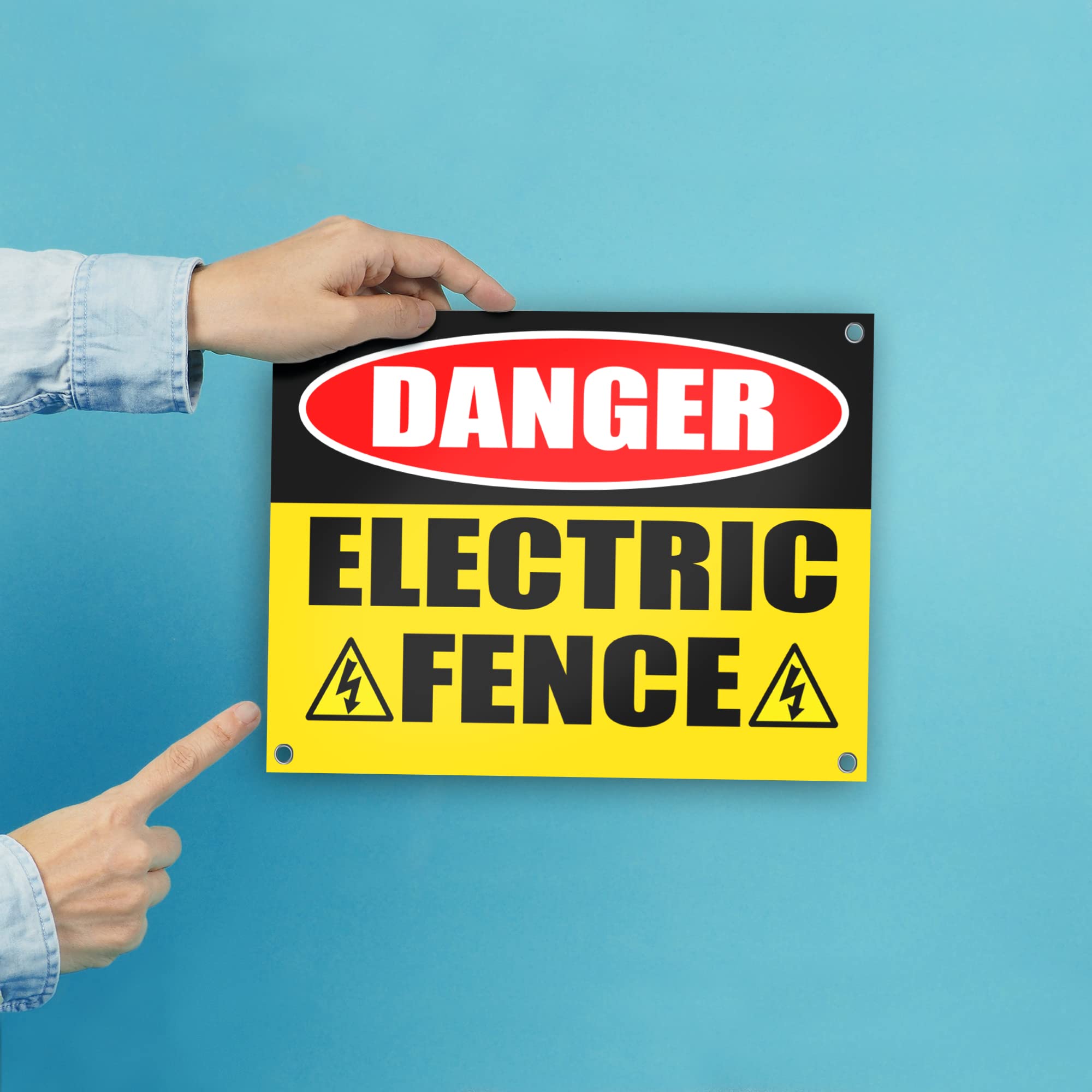 Señal de advertencia de valla eléctrica Danger Coroplast de 11 x 8 pulgadas para propiedad, letrero de advertencia de valla eléctrica Keep Away