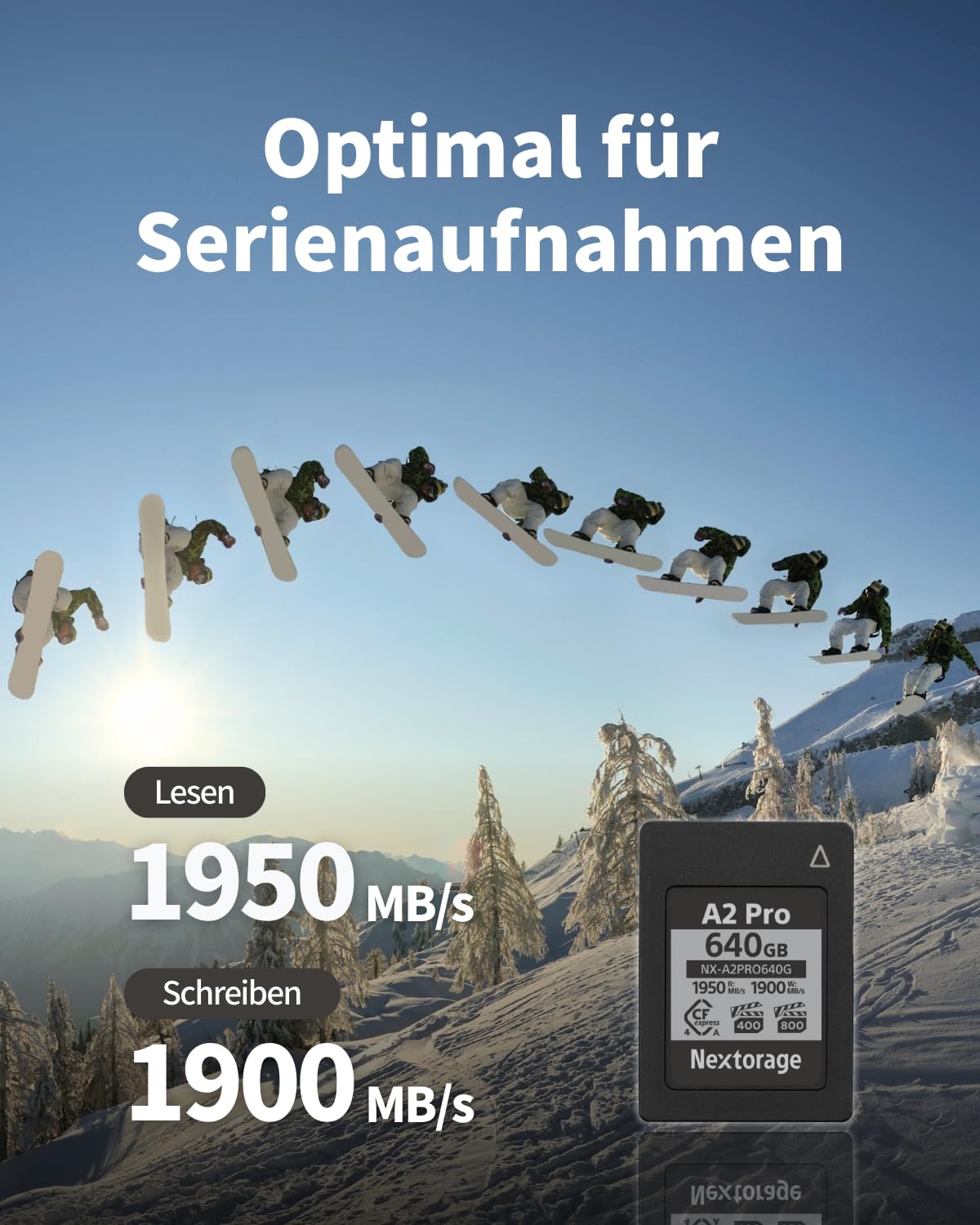 Nextorage CFexpress Typ A Karte 640GB, VPG 800 VPG 400 japanische speicherkarte datenspeicher CF Express Type A Card, Kamera Zubehör für Sony/Fujifilm, A2PRO NX-A2PRO640G