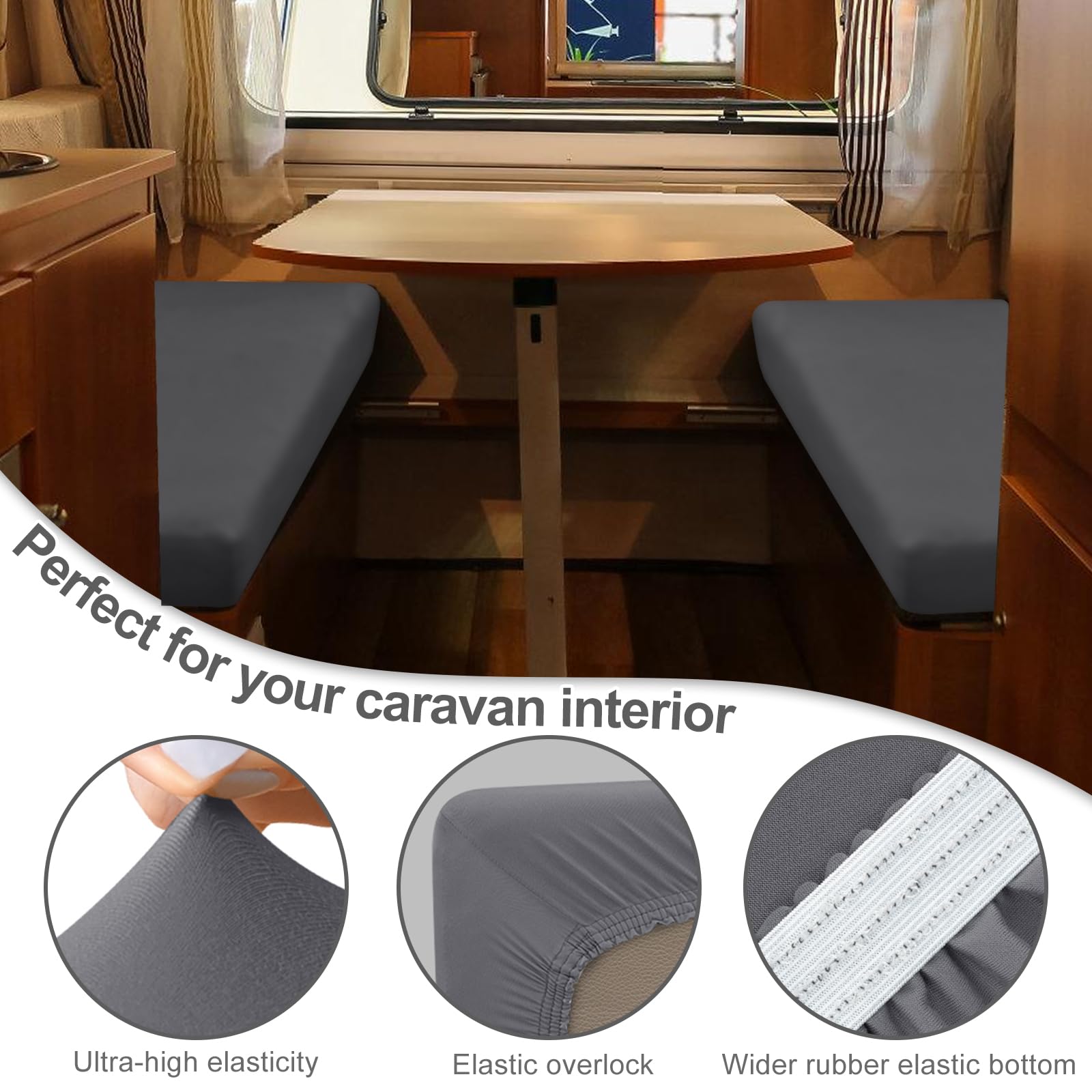 2 Federe Per Camper Grigio Chiaro - Coprisedili Lavabili, Idrorepellenti, Per Divano E Schienale, Misura Regolabile - Foto 13