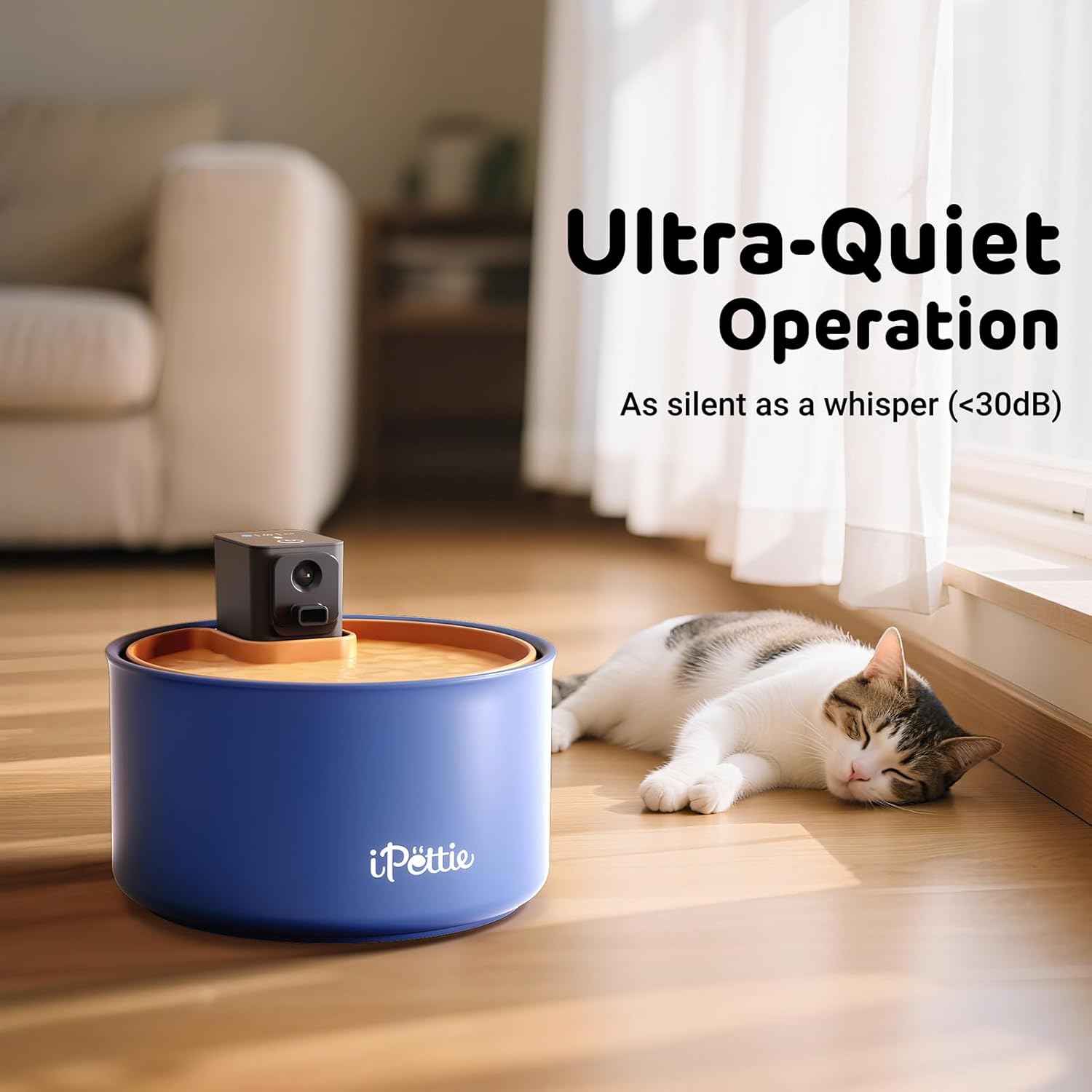 iPettie Ceramic Cat Water Fountain, 3.5L/118oz Cordless Pet Water Dispenser with 3 Water Modes, Ultra-Quiet Pump, Rechargeable 3000mAh Battery, BPA-Free Ceramic & ABS, Auto Low Water & Battery Alerts