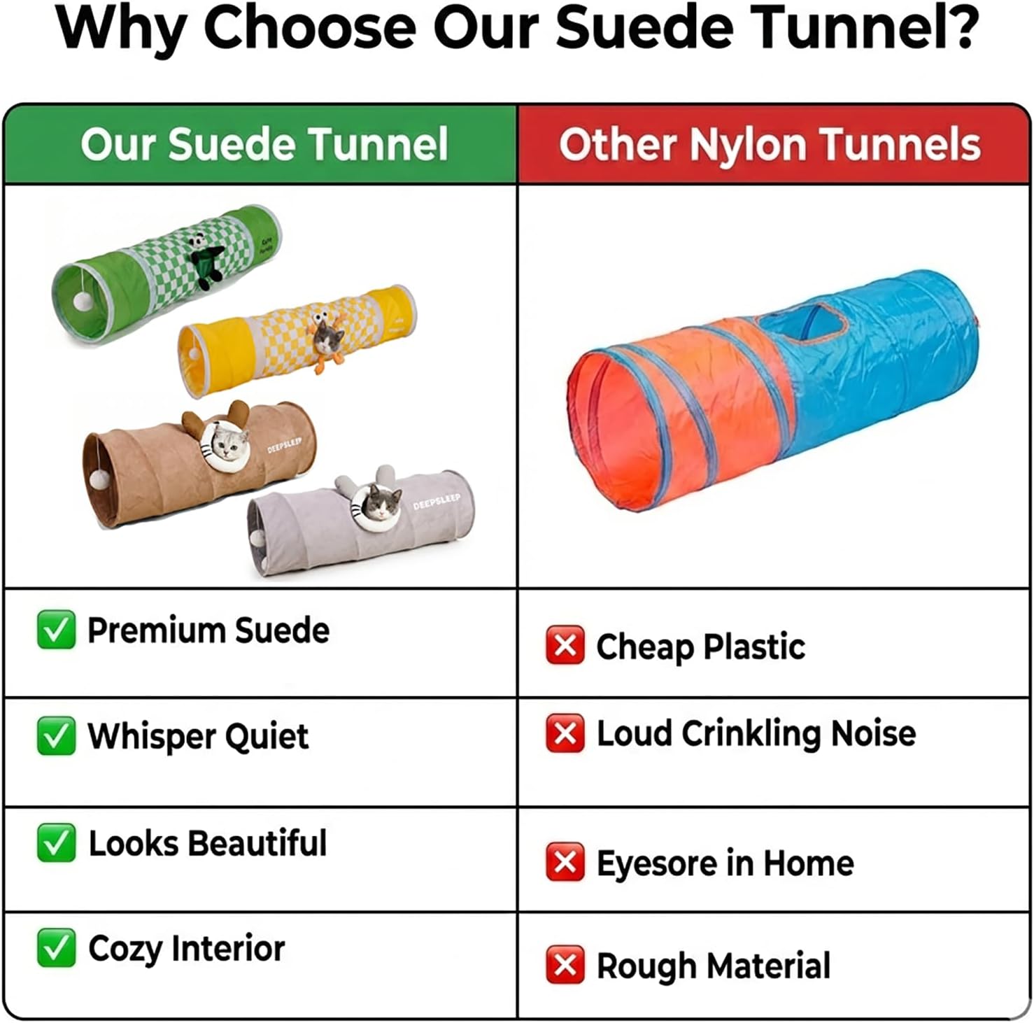 Suede Cat Tunnel for Indoor Cats, 10" Large Collapsible Tube Bed with Ball & Peek Hole, Soft Straight Play Cave for Kitten, Puppy, Rabbit, Small Dog(Yellow,10 * 31.5in)