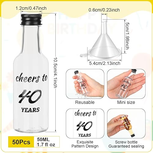 Miniatura 8 de Bokon 50 mini botellas de licor de 1.7 onzas para invitados, mujeres, hombres, 70 cumpleaños, aniversario, boda, celebración, fiesta, recuerdos