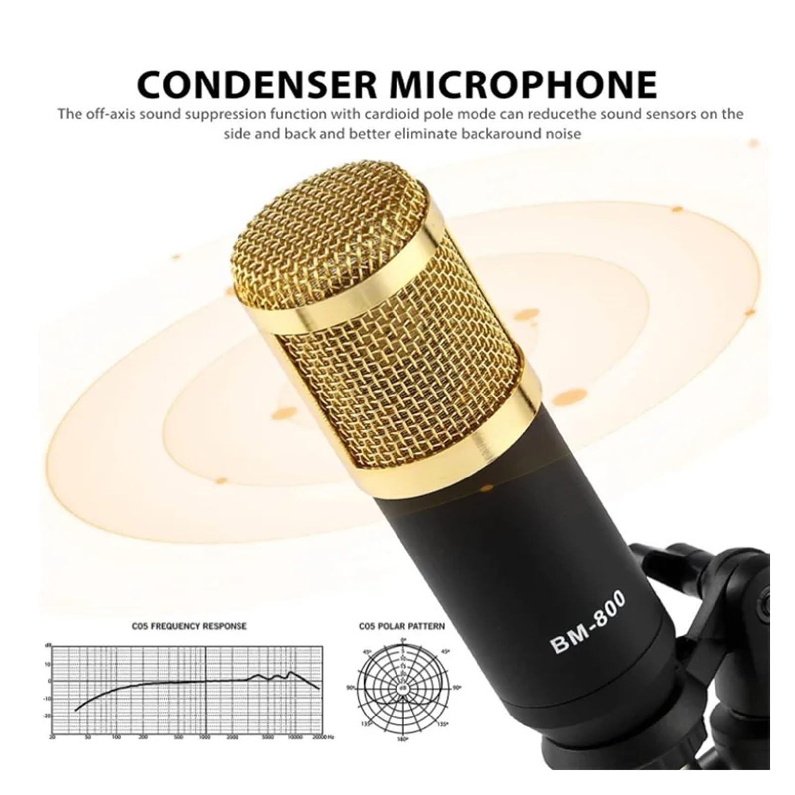 Kit De Equipo For Podcast Interfaz De Audio Todo En Uno con Micrófono De Condensador De Estudio Grabación De Podcasting Transmisión De Canto(Light Yellow)