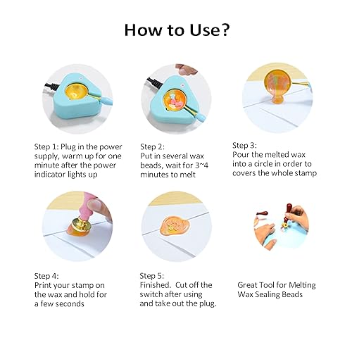 Miniatura 4 de LAECHATAR Calentador de sellado de cera para sello de cera calentador eléctrico de sellado de cera con cuchara de sellado de cera para kit de