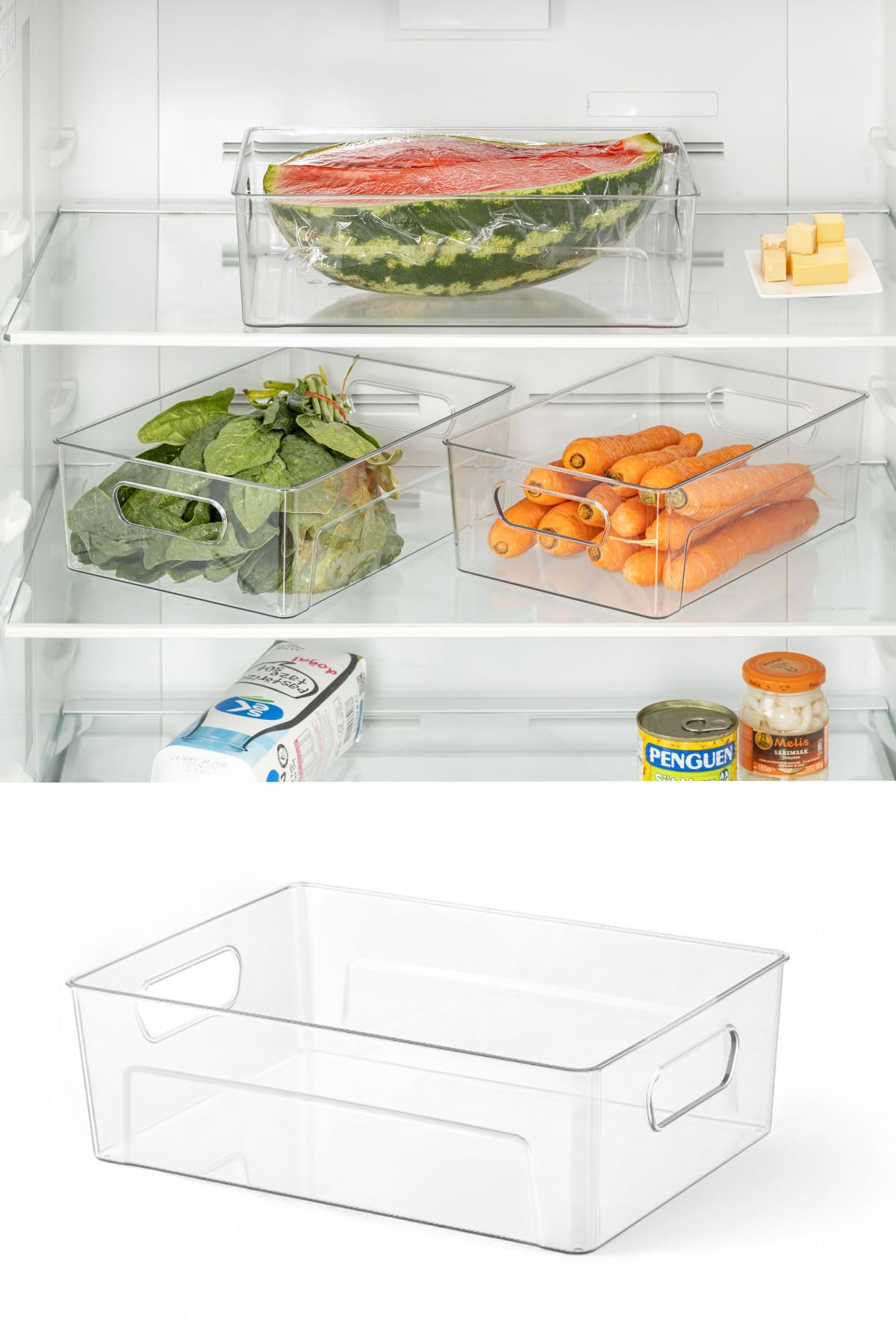 Deconox Kırılmaz Ultra Dayanıklı Buzdolabı Düzenleyici Organizer Kutu Şeffaf - 26x17x9cm 810