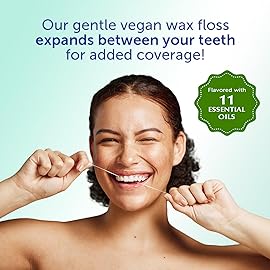 Eco-Dent GentleFloss Dental Floss, Waxed, Mint - Floss with Vegan Plant-Based Wax, Recyclable Cardboard Packaging, 100 Yds + DailyRinse Single-Use Pack