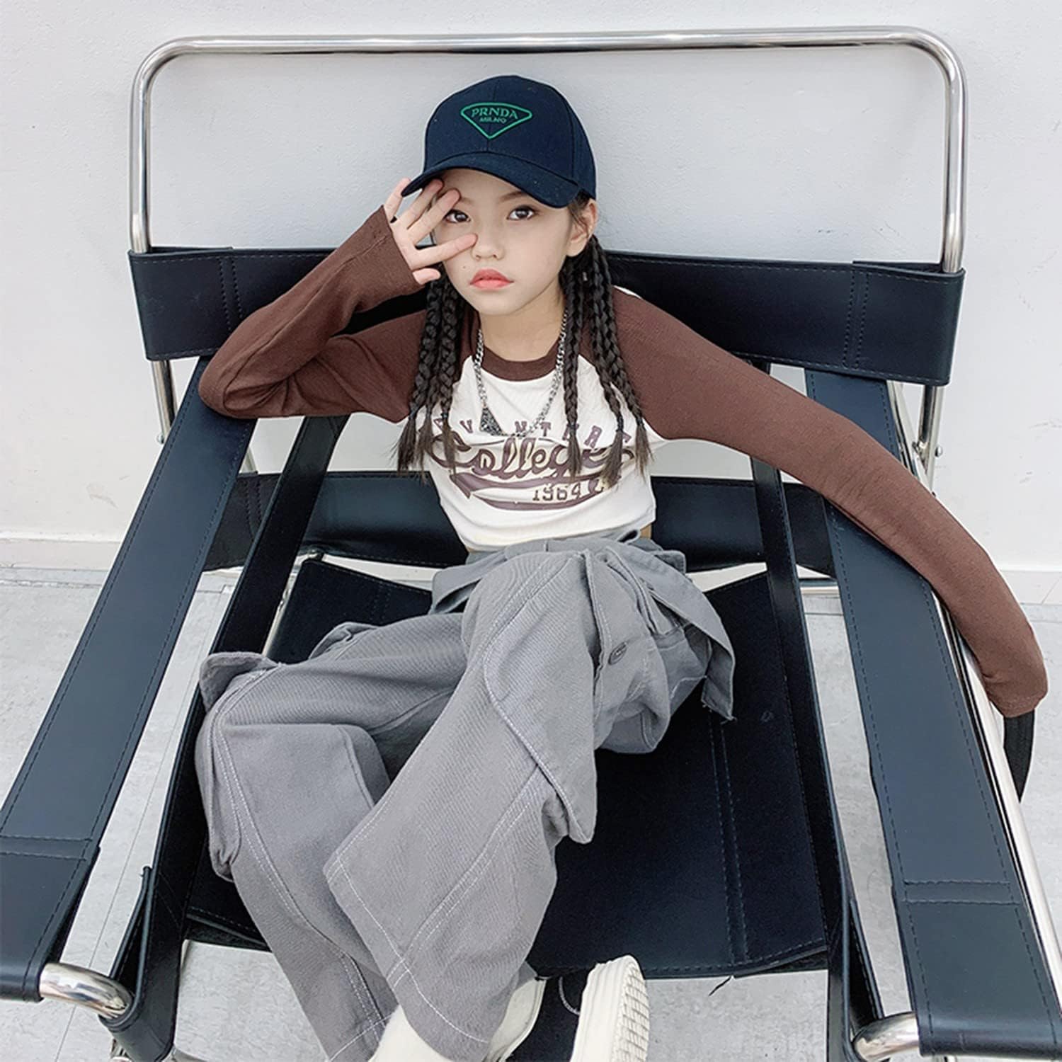 Rolanko Girls Cargo Pants Baggy Y2K Cargo Trousers Jeans Wide Leg Pants with Multi Pockets 4-15 Years - Image 7