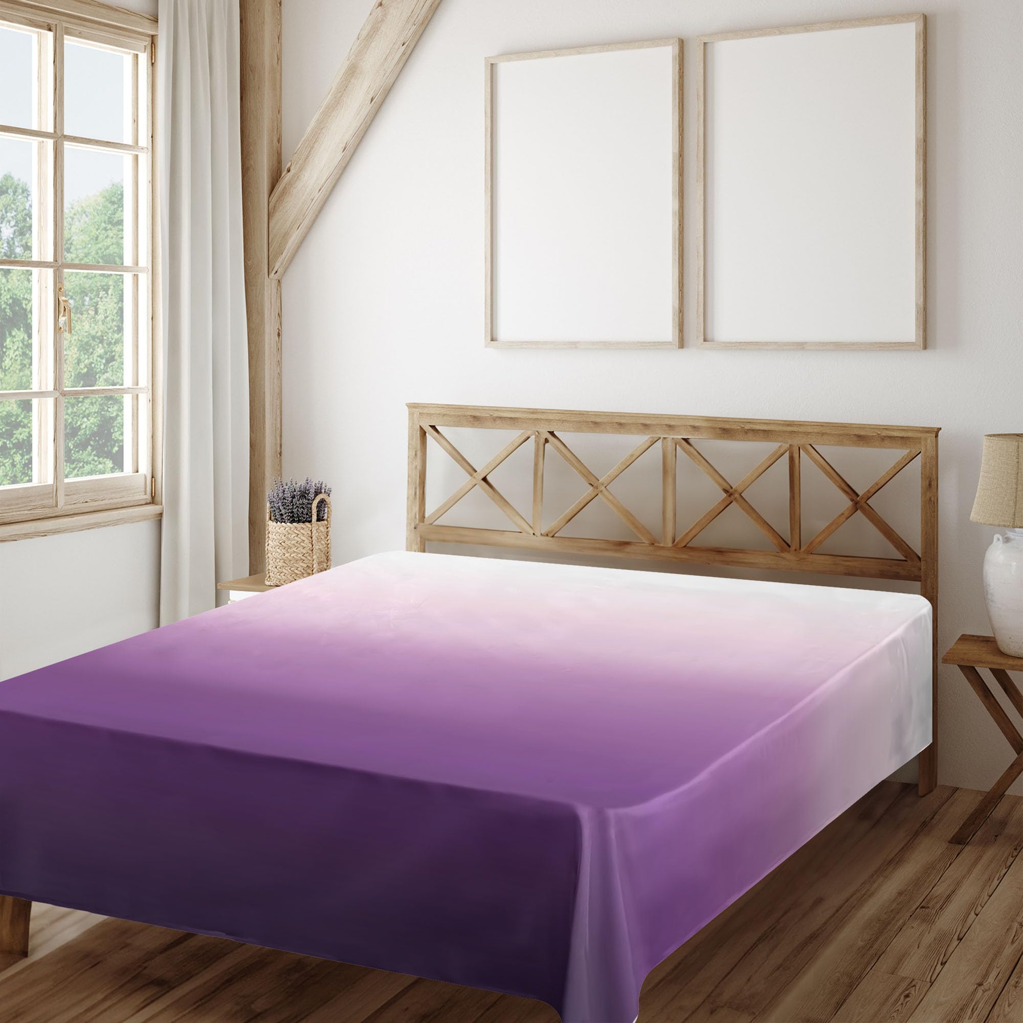 Ambesonne Ombre Flat Sheet, Arrangement with Gradual Color Change Abstract Tone Composition Modern, Soft Comfortable Top Sheet Decorative Bedding 1 Piece, Queen Size, Purple Lavender