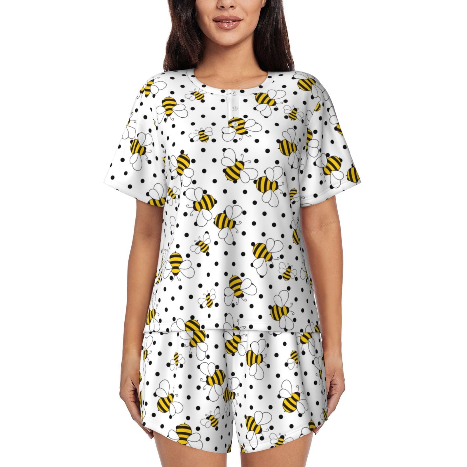 Kwqdozf Women's As Pic Small Wasp Pajamas Set Lounge Short Sleeve And Sleepwear Soft