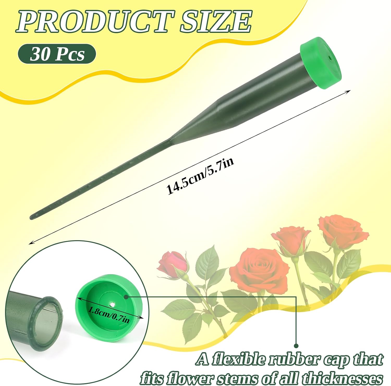 DIYASY 30 Pcs Floral Water Tubes with Caps, Plastic Single Stem Vials for Fresh Flowers, Flower Picks for Florist Supplies, Arrangements, Gifting Bouquets