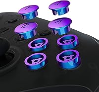 Vista 4 de eXtremeRate Chameleon - Botones ABXY intercambiables color morado y azul para controlador Nintendo Switch Pro, repuesto intercambiable ABXY