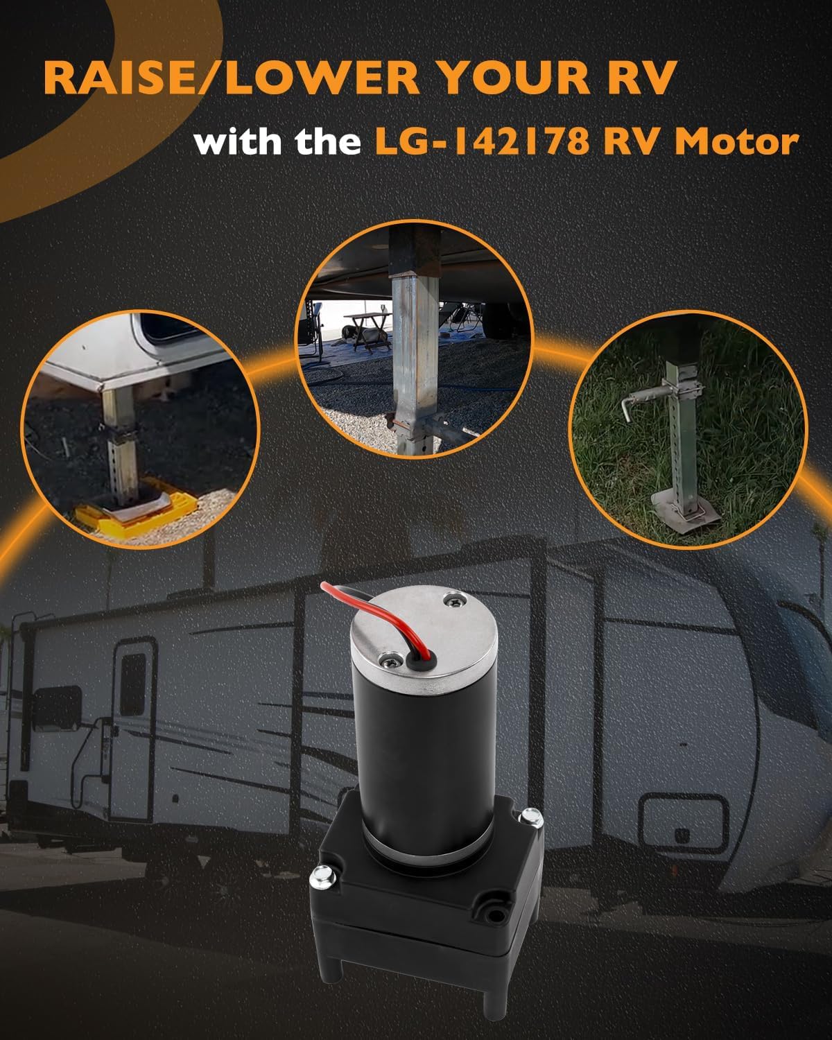 LG-142178 Landing Gear Motor Fit for Fifth-Wheel RVs, 5500 LBS Power Landing Gear Motor Compatible with Landing/Venture/Atwood/Stromberg Carlson Landing Gear Systems, Replaces # LC-142178