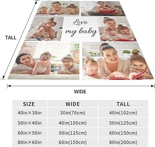 Miniatura 5 de Manta personalizada con fotos, texto, Manta Personalizada de Franela para Adultos Niños Cumpleaños Boda, Navidad, Halloween, Día del Padre, Día de